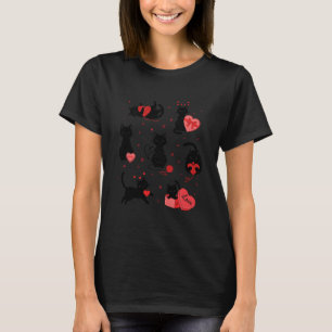 Camiseta Gatos engraçados do Dia dos Namorados amam coraçõe