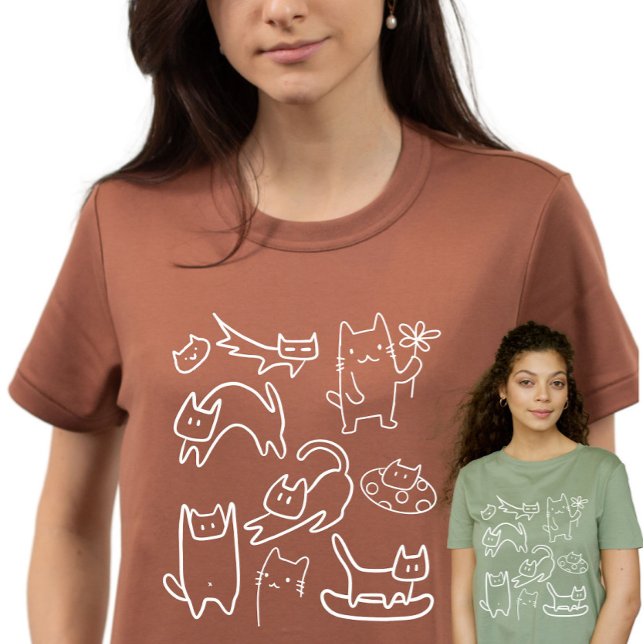 Camiseta Gatos Engraçados Doodles  (Criador carregado)