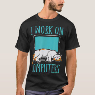 Camiseta Gatos engraçados e computadores Laptop para amante
