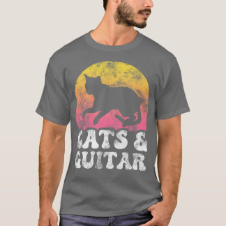 Camiseta Gatos Engraçados e Violão Vintage Retro Hobby327