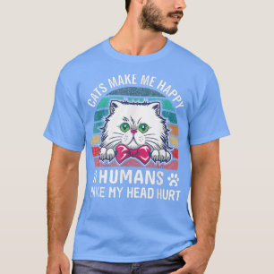Camiseta Gatos Engraçados Fazem-me Feliz Humans Minha Cabeç