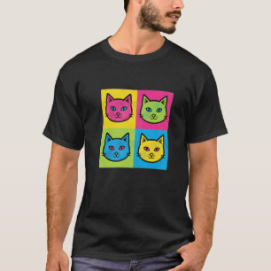 Camiseta Gatos engraçados no estilo Pop Art, estilo retrô p
