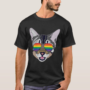 Camiseta Gatos Engraçados Óculos de sol Arco-Íris Orgulho g