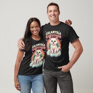 Camiseta Gatos engraçados sobreviventes da clamídia meme pi