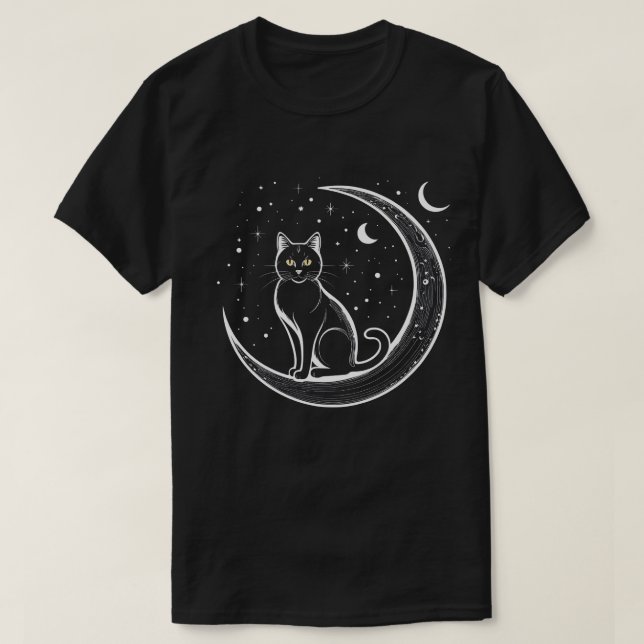 Camiseta Gatos entorcendo em pé Dentro da lua (Frente do Design)