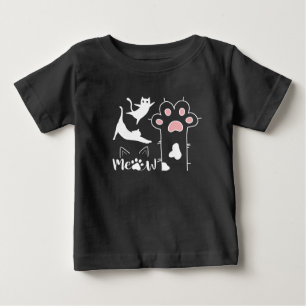 Camiseta Gatos, ervas e patas de desenho
