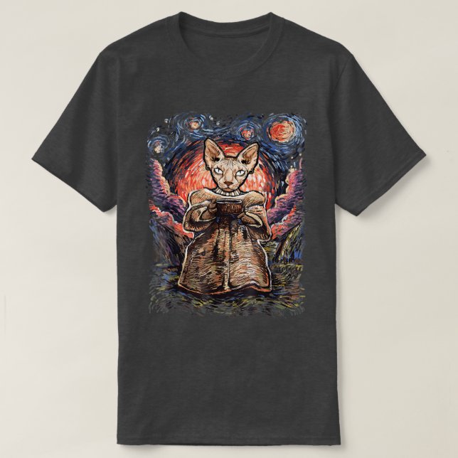 Camiseta Gatos Esfaqueiros, Starry Night Tshirt Presente Pa (Frente do Design)
