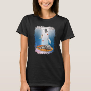 Camiseta Gatos Espaciais UFO Pizza Gato Galáxia Funny Kitty