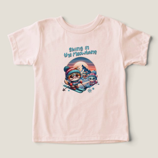Camiseta Gatos esquiando nas Meowtain (Design frontal)