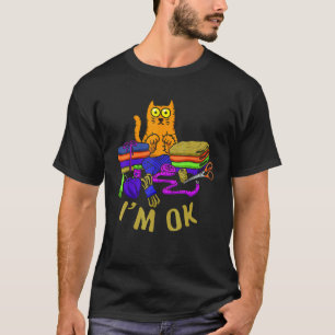 Camiseta Gatos Estou Bem Animal Gatinho Costura De Amor De