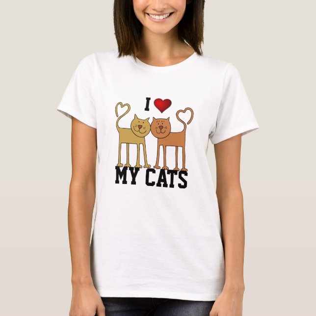 Camiseta Gatos: Eu Amo Meus Gatos (Frente)