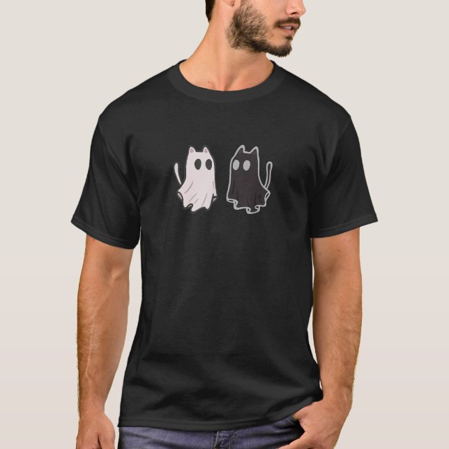 Camiseta Gatos Fantasmas Pequenos E Cuxos (Frente)
