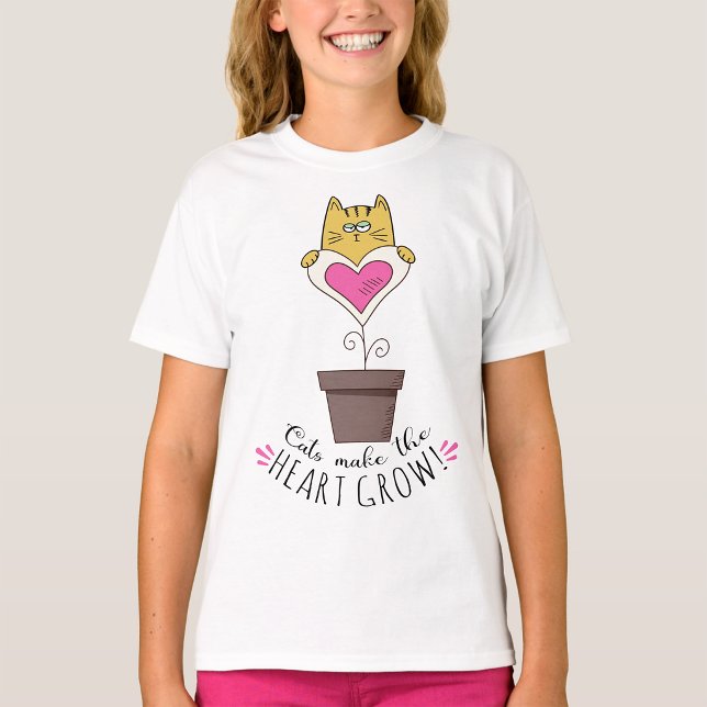 Camiseta - Gatos Fazem o Coração Crescer - Branco (Criador carregado)