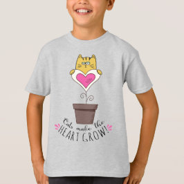 Camiseta - Gatos Fazem o Coração Crescer - Cinza