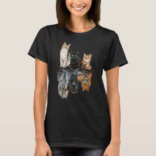 Camiseta Gatos femininos Refletem Amigos do Tigre Cute 2