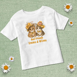 Camiseta Gatos Florais Melhores Amigos Cachorro Amarelo