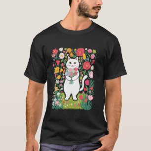 Camiseta Gatos Florais para Proprietários de Gatinhos Felin