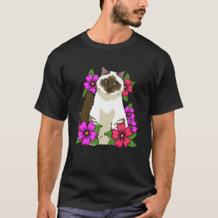 Camiseta Gatos Flores Birman Mulheres Meninas Gato