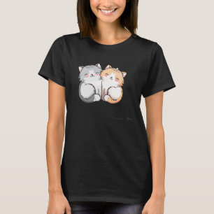 Camiseta Gatos Fluffy Adoráveis e Bonitos a Sorrir e a Esfr