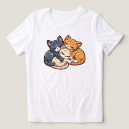 Camiseta Gatos Fofo Dormindo Pilha Ilustração Gatinhos Kawa