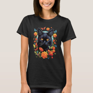 Camiseta Gatos Fofos Borboletas Florais Estética Garotas Mu