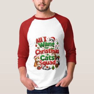 Camiseta Gatos fofos de Natal Esquadrão Design de Férias
