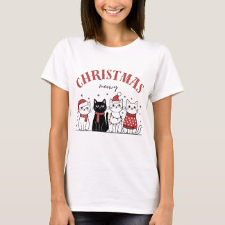 Camiseta gatos fofos engraçados miar Natal 