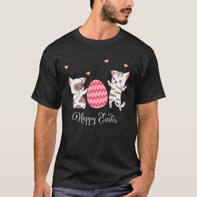Camiseta Gatos fofos gatos da Páscoa e ovos da Páscoa (Frente)