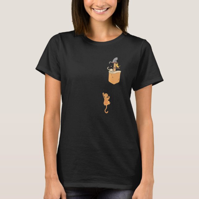 Camiseta Gatos fofos no bolso Kitty Cat (Frente)