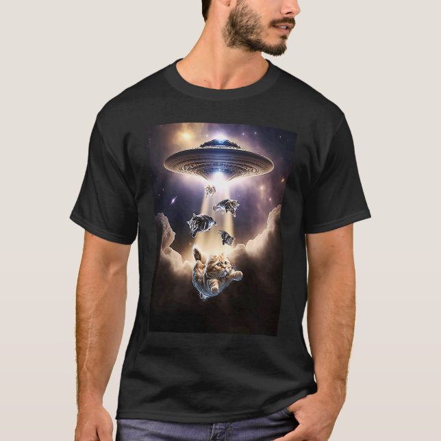 Camiseta Gatos Galáxia  OVNI Alien (Frente)
