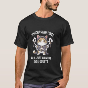 Camiseta Gatos Gamer Missão Secundária Procrastinando Table