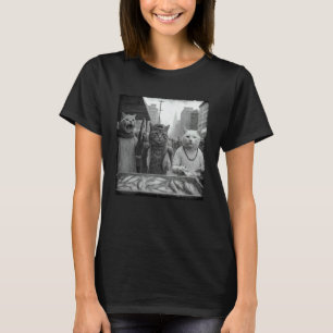 Camiseta Gatos Gângster Vendendo Peixe Meme de Gato Engraça
