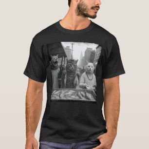 Camiseta Gatos Gângster Vendendo Peixe Meme de Gato Engraça