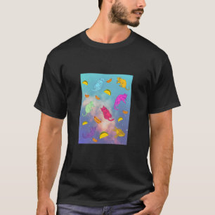 Camiseta Gatos gatinhos gatinhos espaço colorido comida flu