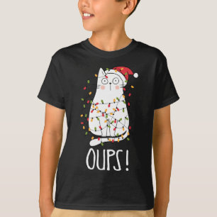 Camiseta Gatos! Gato Branco Enredado Na Árvore De Natal L