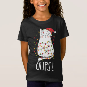 Camiseta Gatos! Gato Branco Enredado Na Árvore De Natal L