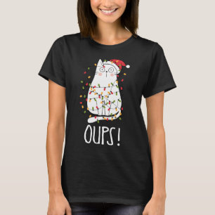Camiseta Gatos! Gato Branco Enredado Na Árvore De Natal L