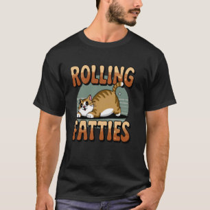 Camiseta Gatos Gordos Rolantes Retrô com Vibrações do Pôr d