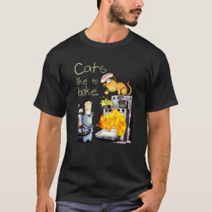Camiseta Gatos Gostam de Assar Gato     Padeiro     Chef de