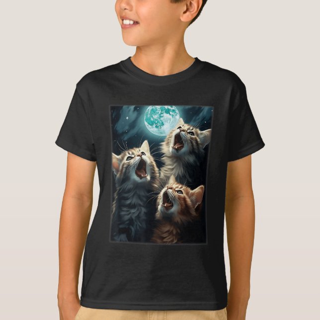 Camiseta Gatos Gritando Na Lua Engraçada Meme Alpha Mache (Frente)