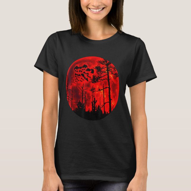 Camiseta Gatos Grunge Bats Voando Gótica Sangue Vermelho Lu (Frente)