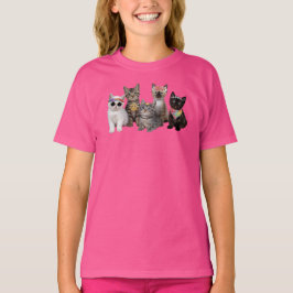 Camiseta Gatos Hippies Fofos para Crianças