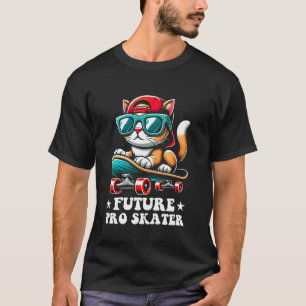 Camiseta Gatos infantis num skatista de skate masculino