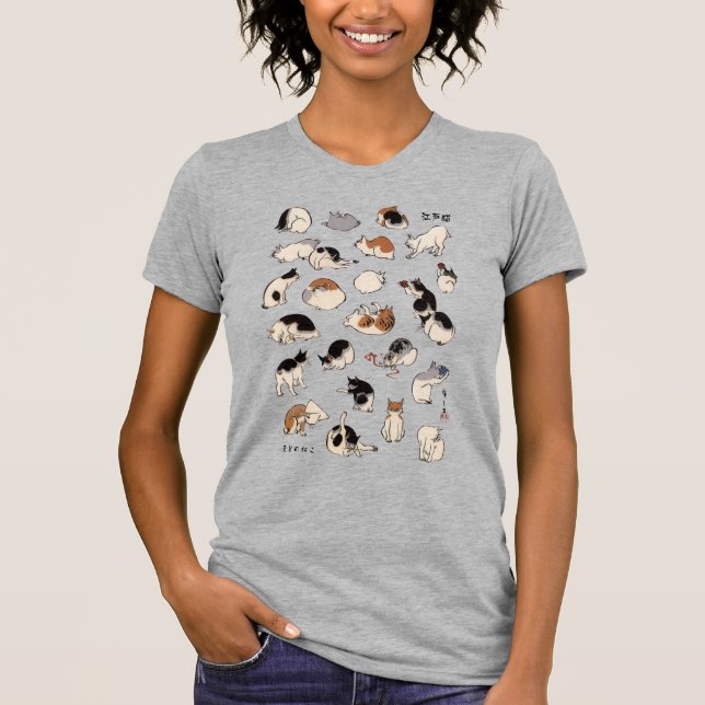 Camiseta Gatos Japoneses, Hiroshige, Ukiyo-e (Frente)