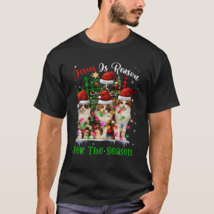 Camiseta Gatos Jesus É A Razão Para A Época De Natal Feio