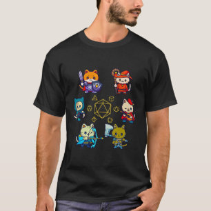 Camiseta Gatos Jogadores de Rpg Dados D20 Gato Nerdy Geek H