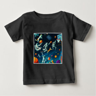 Camiseta Gatos Jogando Basquete no Espaço com Astronautas