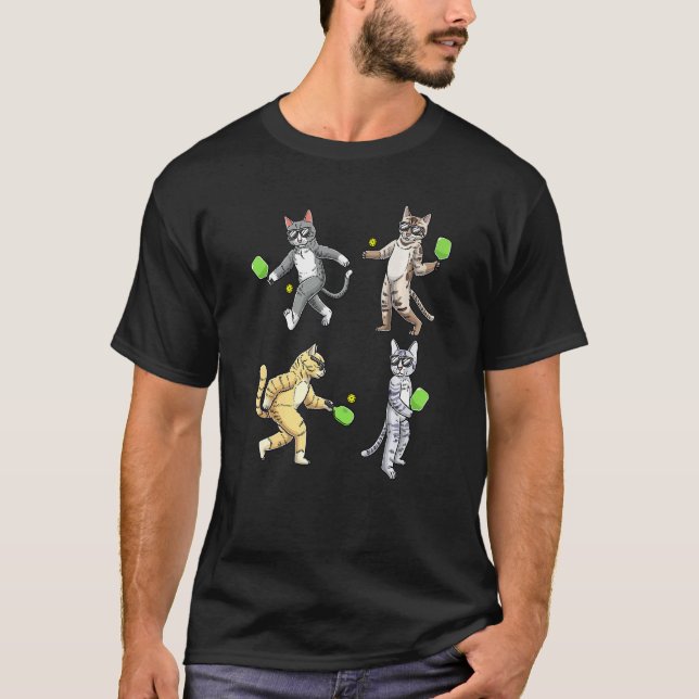 Camiseta Gatos Jogando Pickleball (Frente)