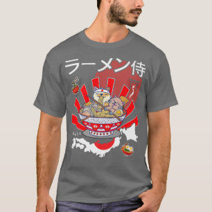 Camiseta gatos kawaii comem macarrão ramen e letteri japonê