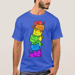 Camiseta Gatos Kawaii orgulho gay LGBT empilham Anime Giro-